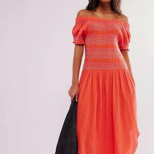 Free People Catch Me Midi Dress Colorful Embroidered NWT XS